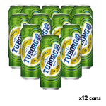 Tuborg beer 500ml cans pack of 12 neatly arranged on a clean background