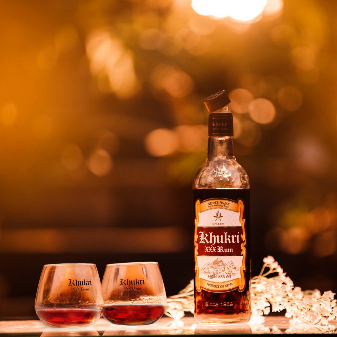 Khukuri Rum in Nepal – authentic Nepalese rum bottle with traditional branding