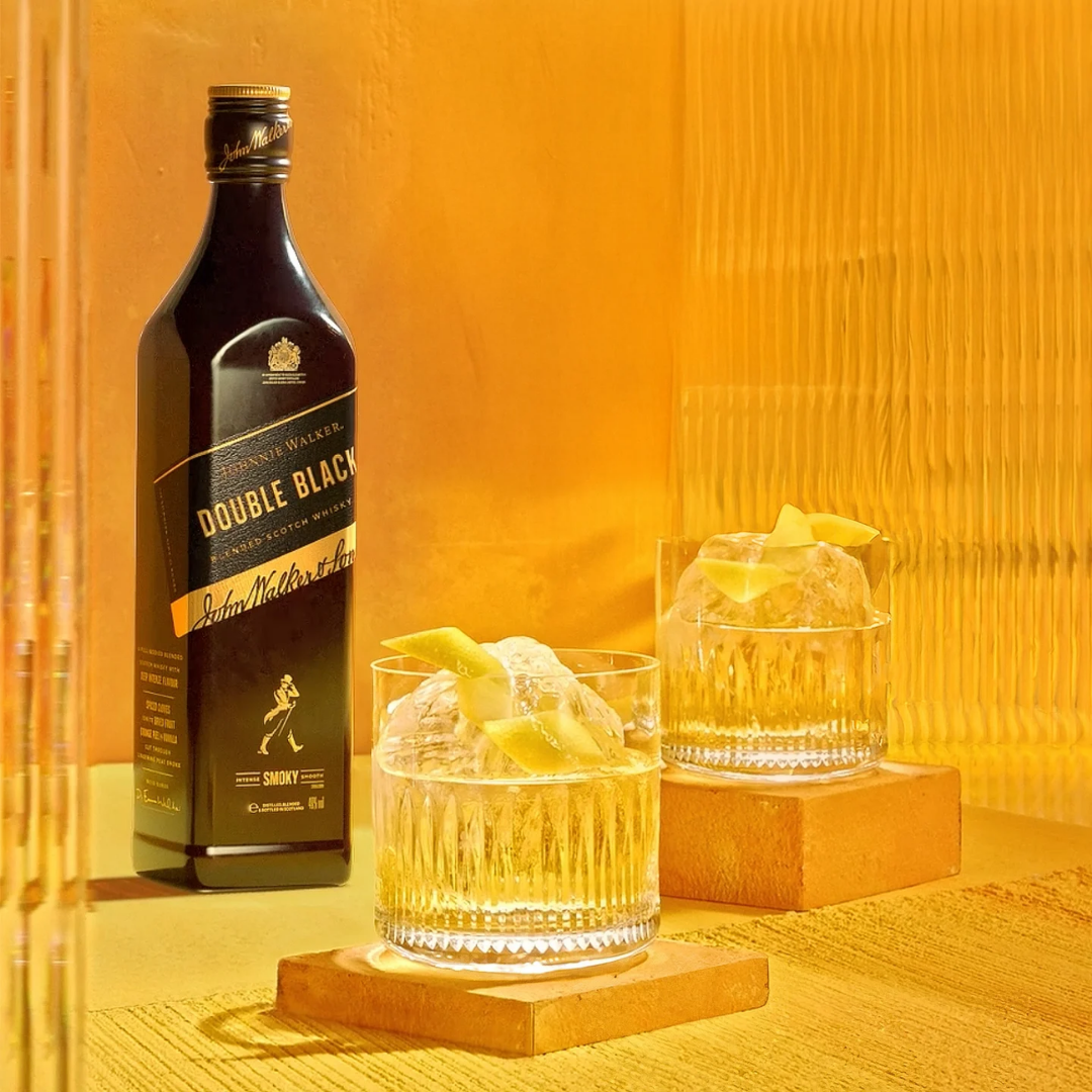 Johnnie Walker Double Black whisky bottle with ice glasses – Double Black price in Nepal