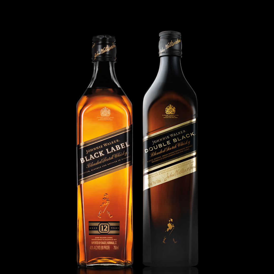 Black Label vs Double Black Nepal – Black Label and Double Black whisky bottles showing color and packaging difference