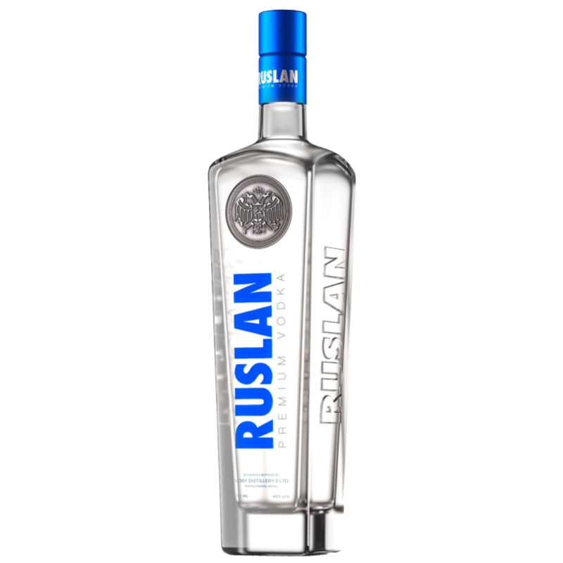 Ruslan Vodka 750ML clear vodka bottle with clean, minimalist packaging