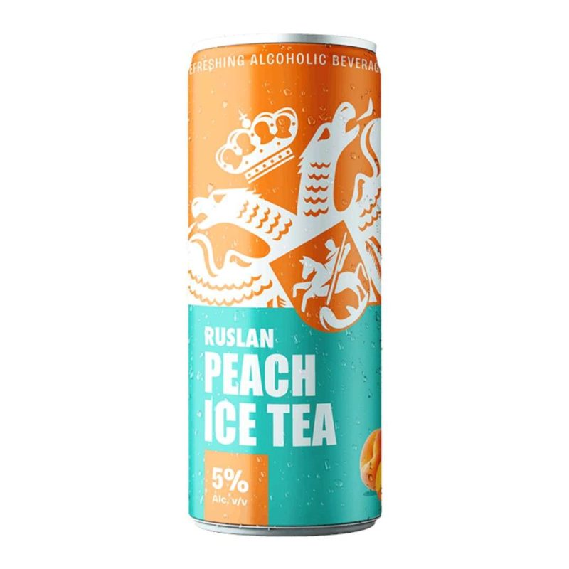 Ruslan Peach Ice Tea 275ML chilled bottle with refreshing peach flavor, ready to drink iced tea available in Nepal