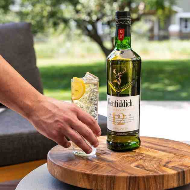Glenfiddich 12 Years whisky bottle with glass and ice price in Nepal original single malt Scotch