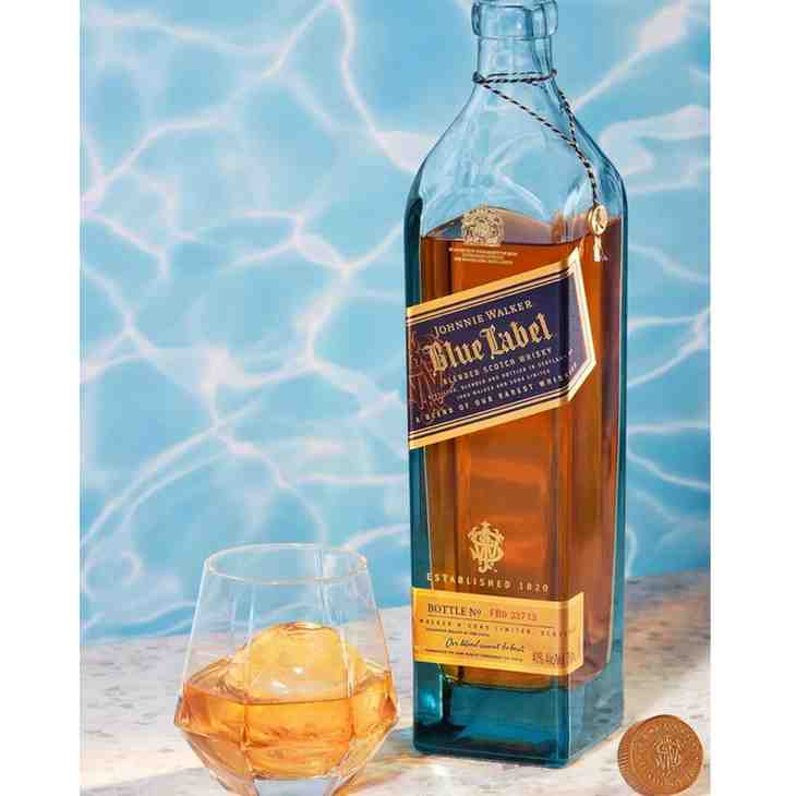 Johnnie Walker Blue Label whisky bottle with a glass of Blue Label served in Kathmandu Nepal