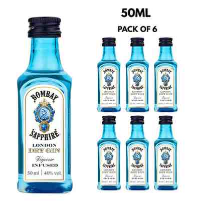 Original Bombay Sapphire Miniature 50ml Pack of 6 gin bottles for gifts and events at Tipsy Nepal wholesale store.