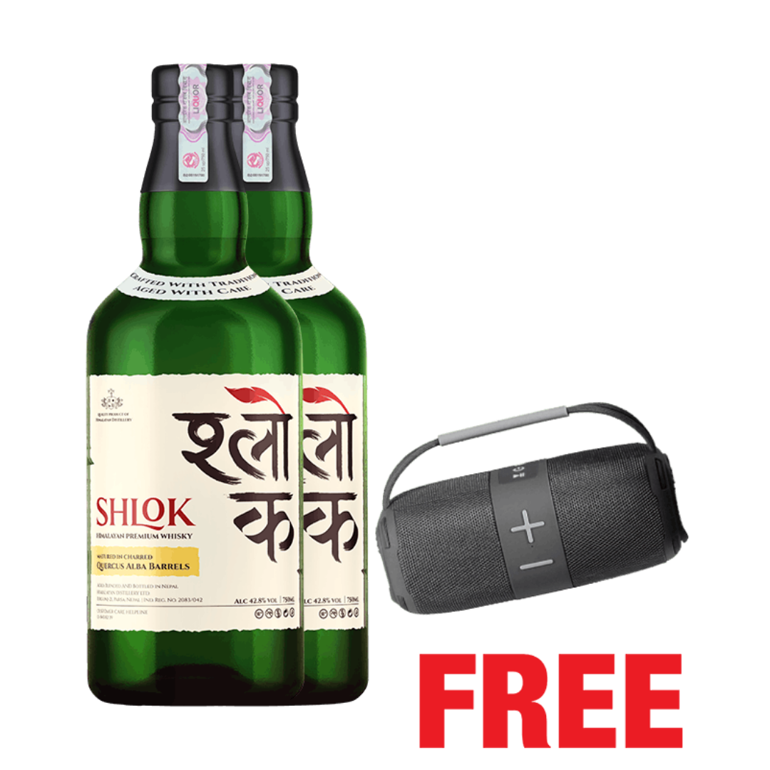 Product Image-Tipsy Nepal (6) Shlok Whisky 750ML x 2 Bottles + 1 Bluetooth Speaker Free - Image 1