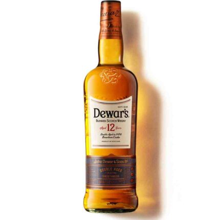 Dewar’s 12 Years 1000ml Scotch whisky bottle on clean background